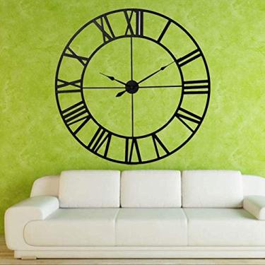 Imagem de U5GAAALPPQ9 Relógios de parede de 80 cm, moderno 3D grande retrô preto arte de ferro relógio de parede oco algarismos romanos decoração de casa 80 cm