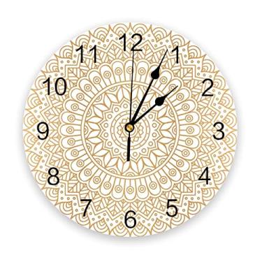 Imagem de Relógio de parede PVC relógio de parede decoração de casa relógio de parede moderno padrão mandala quarto relógio silencioso relógio de parede sala de estar relógio de parede decoração relógio (cor