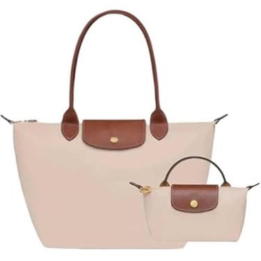 Imagem de Bolsa feminina de nylon à prova d'água, bolsas de trabalho leves com lindas bolsas transversais, bolsa espaçosa com zíper (branco papel)