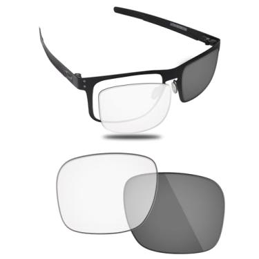 Imagem de Fiskr Lente polarizada de substituição compatível com óculos de sol Oakley Holbrook Metal OO4123, resistente a impactos e ajuste perfeito, Fotocromático, transparente a cinza, One Size