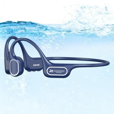 Imagem de Fones de ouvido de natação de condução óssea com sobremoldagem macia debaixo d'água, IPX8 à prova d'água, fone de ouvido aberto com silicone líquido adequado para a pele/fones de ouvido MP3 Player de