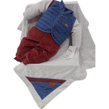 Imagem de Saída Maternidade Plush Bebê Menino Paraiso Inverno Rf 12997 - Mescla - RN ( 0 - 1 MES )-Masculino