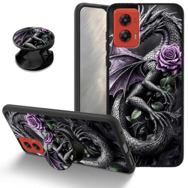 Imagem de Capa de telefone TPU macia para Motorola Moto G Stylus 5G 2024, capa protetora fina com suporte, proteção contra quedas, carregamento sem fio, capa compatível com G Stylus 5G 2024, dragão rosa