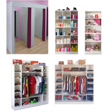 Imagem de Kit Armário Colméias Cabideiro Provador e Estante Prateleira