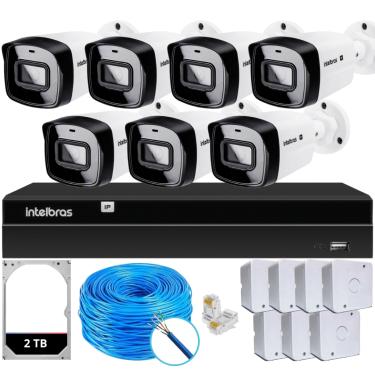 Imagem de Kit CFTV 7 Câmeras IP Vipc 1230B Intelbras NVD 1408P HD 2TB