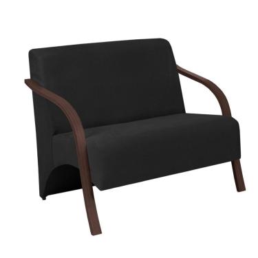 Imagem de Poltrona 2 Lugares Vênus Suede Braço Madeira Preto
