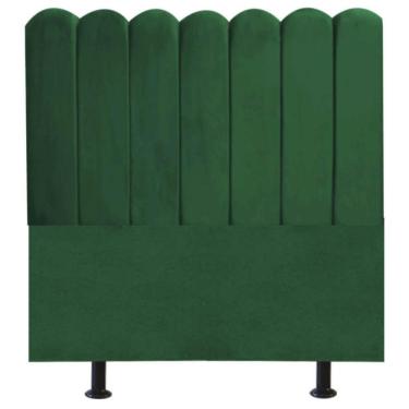 Imagem de Cabeceira Nuvem Cama Box Solteiro 90 Cm Alanis Suede Verde