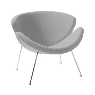 Imagem de Poltrona Design Trevo Suede Cinza Base Cromada