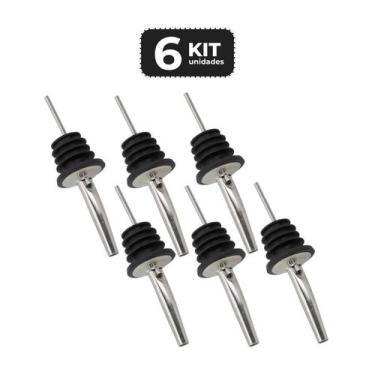 Imagem de Kit 6 bico dosador inox para garrafas barman - Chef Line