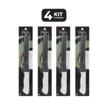Imagem de Kit 4 faca para pao 8" cabo de polipropileno branco - Chef Line
