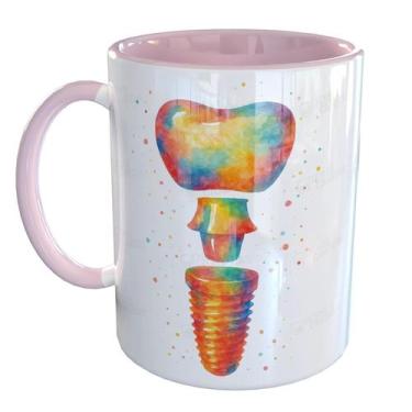 Imagem de Caneca Porcelana Odontologia Implantes - Pense Canecas, Rosa Claro