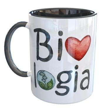 Imagem de Caneca Porcelana Biologia - Pense Canecas, Preto