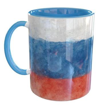 Imagem de Caneca Porcelana Russia Bandeira - Pense Canecas, Azul Claro