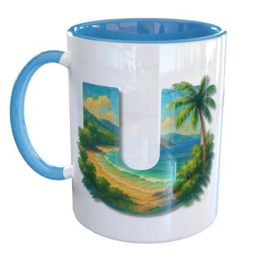 Imagem de Caneca Porcelana Ubatuba - Pense Canecas, Azul Claro