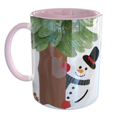 Imagem de Caneca Porcelana Boneco de Neve e Esquilo no Natal - Pense Canecas, Ro