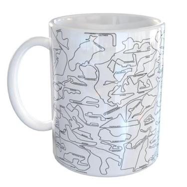 Imagem de Caneca Porcelana Fórmula 1 Circuitos Pistas F1 - Pense Canecas, Branco