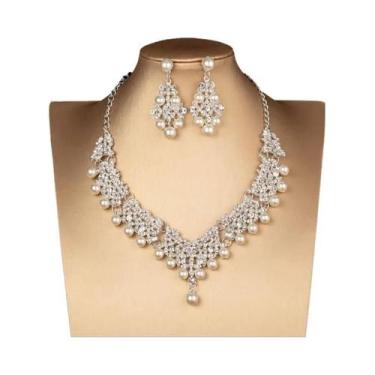 Imagem de Conjunto De Colar E Brincos De Cristal Para Noivas, Joias De Moda Para