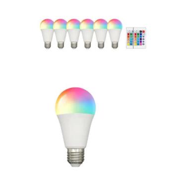 Imagem de Lâmpada LED RGBW Spotlight 10W A60 220V E27 Com Controle Remoto Infrav