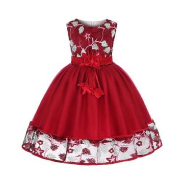 Imagem de Vestido De Festa Princesa Para Meninas Com Renda, Bordado Europeu-Amer
