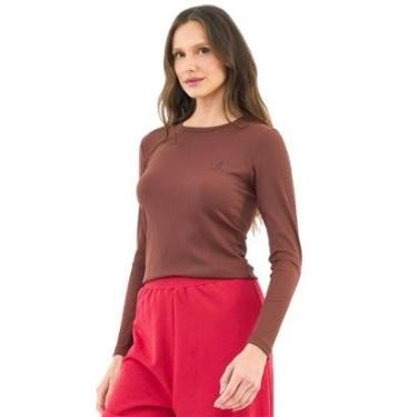 Imagem de Blusa Colcci Canelada Manga Longa Marrom Marissa Feminina-Feminino