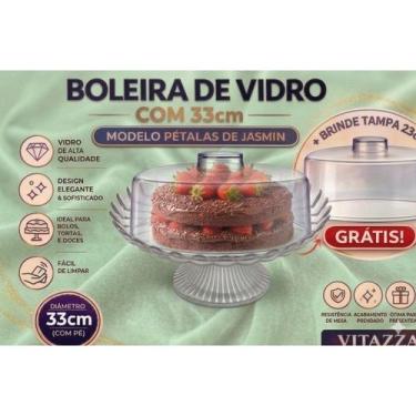 Imagem de Boleira 33cm Porta Bolo Vidro Prato Com Pé Pétalas De Jasmin Vitazza +