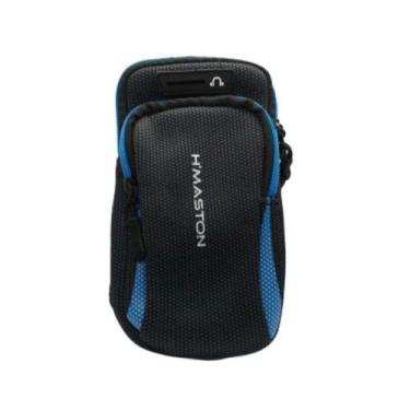 Imagem de Braçadeira Suporte Braço Celular Treino Yb-06 Preto com Azul - PONTO D