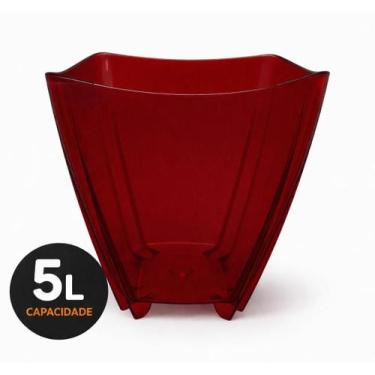 Imagem de Champanheira Vermelho 5L Translúcida Balde de Gelo Cachepô Utensílios 