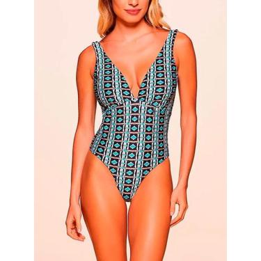 Imagem de Maiô Clássico Água Doce 17544 Feminino Estampado Microfibra T.P/GG, M,
