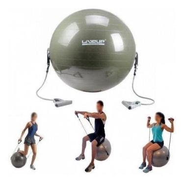 Imagem de Bola Suiça C/ Extensores 65cm Pilates Alongamento - LIVE UP