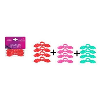 Imagem de Kit 12 Unidades Elástico com Laço Colorido para Prender os Cabelos - K