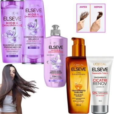 Imagem de Kit Elseve Creme Pentear Hidra Cicatri Oleo Extraordinario