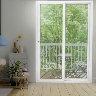 Imagem de Porta de PVC de Correr 210x120cm com 2 Folhas e Vidro Liso Temperado c