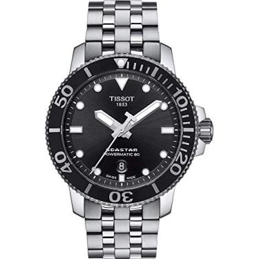 Imagem de Tissot Relógio masculino Seastar 660/1000 de aço inoxidável casual cinza T1204071105100, Cinza, Mergulhador, relógio de mergulho