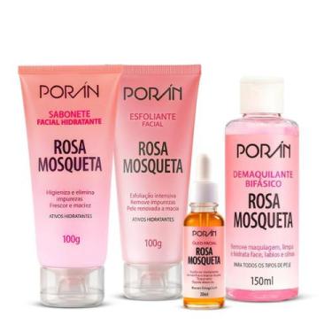 Imagem de Kit Skincare Rosa Mosqueta Poran - Sabonete, Esfoliante, Demaquilante,