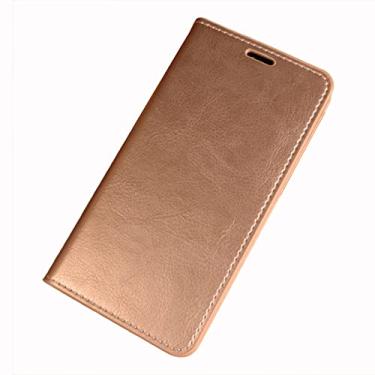 Imagem de LAHappyL Capa carteira de couro legítimo para iPhone 13 Pro Max/13 Pro/13/13 Mini, suporte para cartão de crédito, capa protetora com flip fólio, dourada, 13 Pro Max de 6,7 polegadas