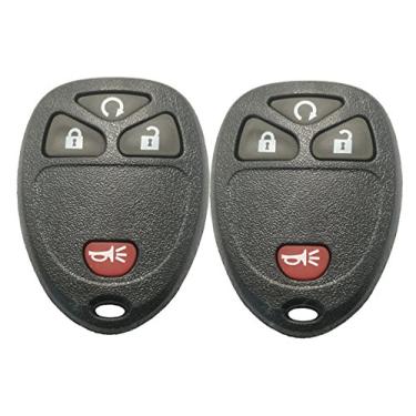 Imagem de Chaveiro com controle remoto de entrada sem chave para carro para GM GMC Chevrolet Chevrolet Buick 4 botões de substituição com botão, 2 Key Shell