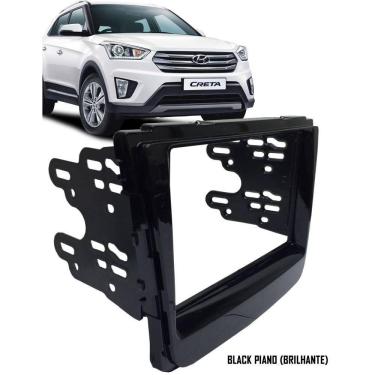 Imagem de Moldura De Painel 2 Din Hyundai Creta Para Cd Dvd 2 Din - Black Piano