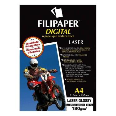 Imagem de Papel Fotográfico Laser A4 Filipaper Glossy Pro 180g 30Fls