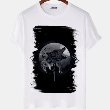 Imagem de Camiseta masculina Game Of Thrones John Snow Arte Camisa Blusa Branca Estampada