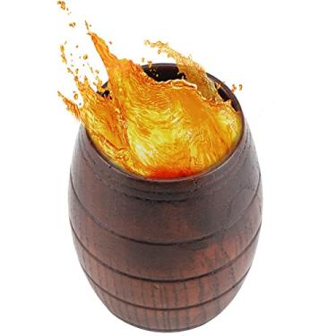 Imagem de copo de barril de uísque,Caneca de cerveja de madeira grande de 18 onças, caneca de cerveja estilo madeira, capacidade de barril masculino antigo para homens mulheres caneca de café presente para via