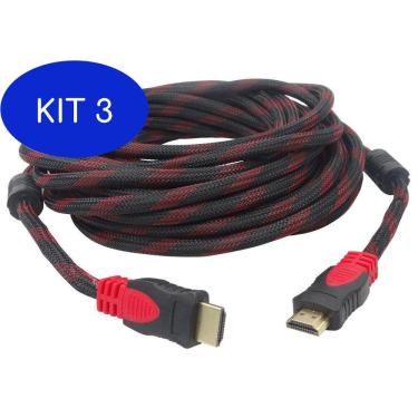 Imagem de Kit 3 Cabo Hdmi 1.4 10 Metros 10m FullHd 1080p Lcd Ps3 Xbox Tv 3d