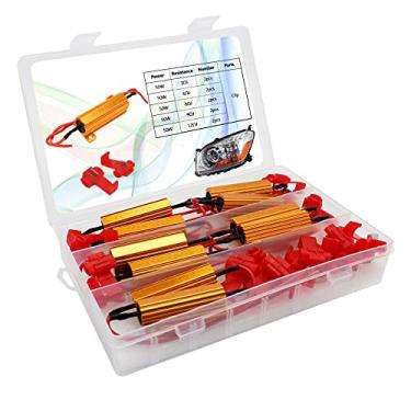 Imagem de WOWOONE 10 peças/conjunto de resistores de carga de LED 50W 3/6/8/9/12 Ohm, equalizador de carga LED, para luzes de seta de seta, conserta lâmpada de LED, código de erro de pisca-pisca-pisca-pisca-alerta rápido, com clipe de fio rápido de 20 peças