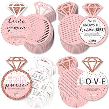 Imagem de Big Dot of Happiness Bride Squad – 4 jogos de festa de despedida de solteira ou chá de noiva de ouro rosa – 10 cartas cada – Who Knows The Bride Best, Bride or Groom, o que vem na sua bolsa e pacote de amor – Gamerific