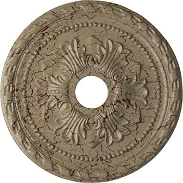 Imagem de Medalhão de teto Ekena Millwork CM20PMAMF Palmetto serve em toldos de até 12,7 cm, americano, 20 7/8"OD x 3 5/8"ID x 1 5/8"P (Fits Canopies up to 5"), Hand-Painted Gobi Desert Crackle