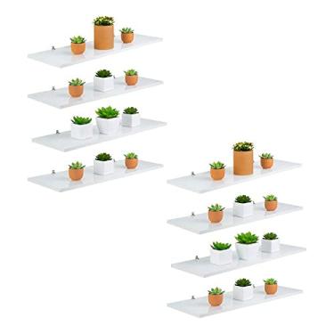 Imagem de Kit 8 Prateleira Branca Mdf 40 x 10cm Suporte L