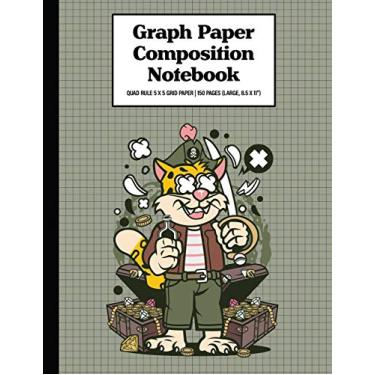 Imagem de Graph Paper Composition Notebook Quad Rule 5x5 Grid Paper | 150 Sheets (Large, 8.5 x 11"): Leopard Pirate