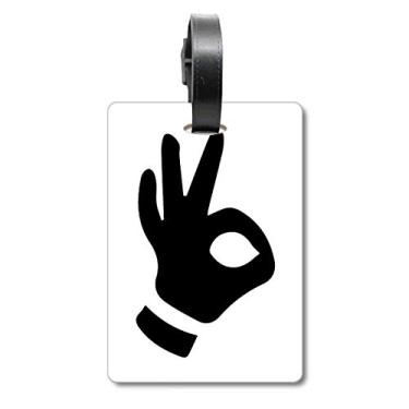 Imagem de OK Gesture Outline Padrão Mala Etiqueta Cartão de Bagagem Scutcheon Etiqueta