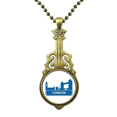 Imagem de DIYthinker London England Colar com padrão de marco azul, joia antiga de guitarra