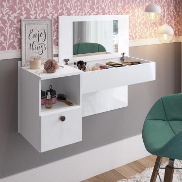 Imagem de Penteadeira Camarim com Espelho Suspensa 1 Gaveta MU111 Decibal Branco