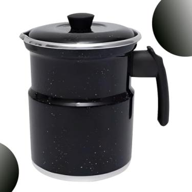 Imagem de Leiteira Térmica Fervedor Com Apito 1,5 Litros Em Alumínio Com Tampa Esmaltada Ferve Leite Chás Aguá Café (Preto)